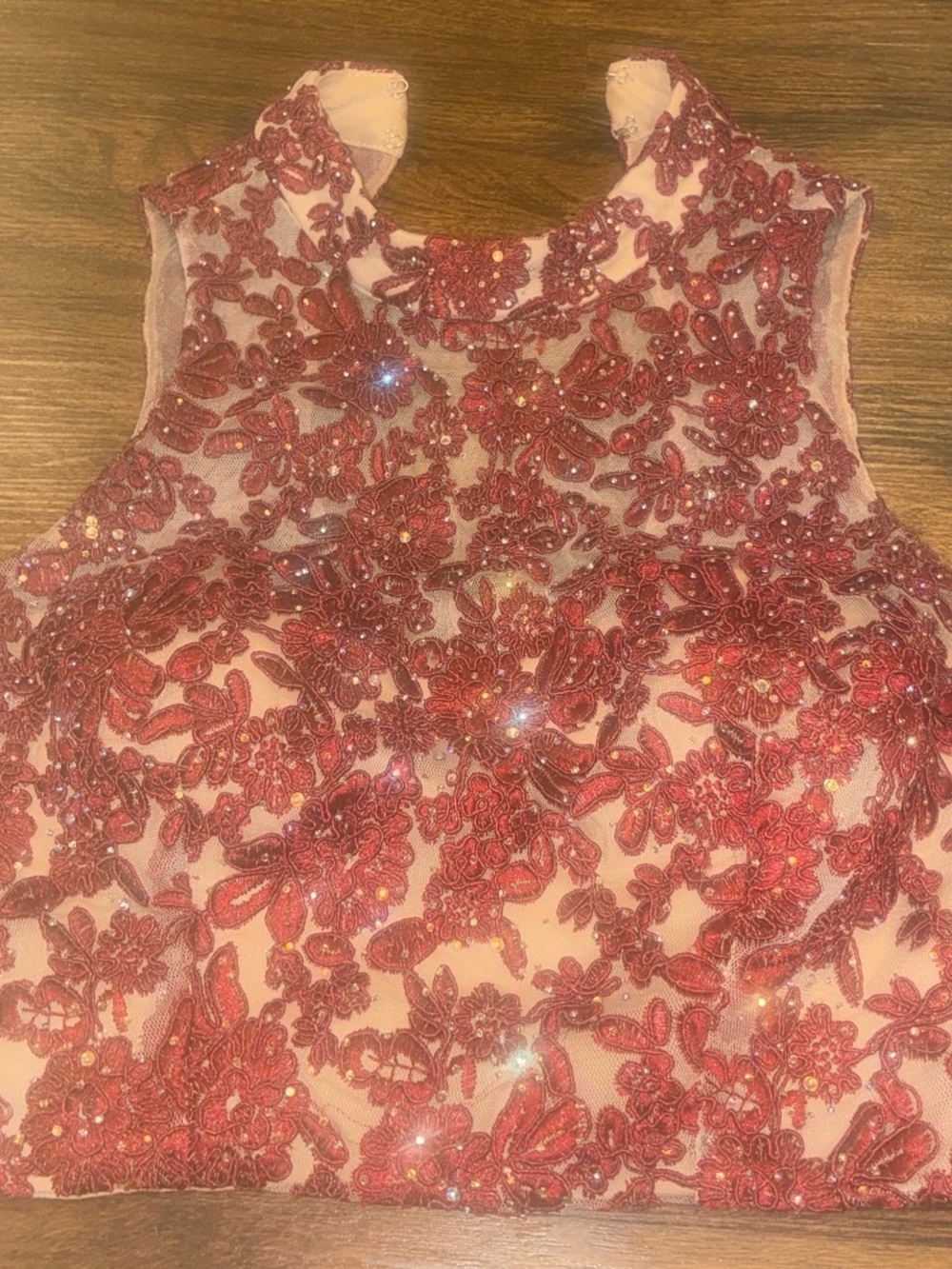 Sherri Hill Red Embroidered Sequin Crop Top
